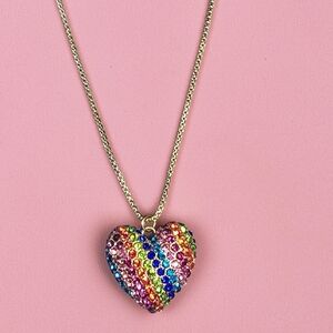 Betsey Johnson Rainbow Heart Pendant Necklace
